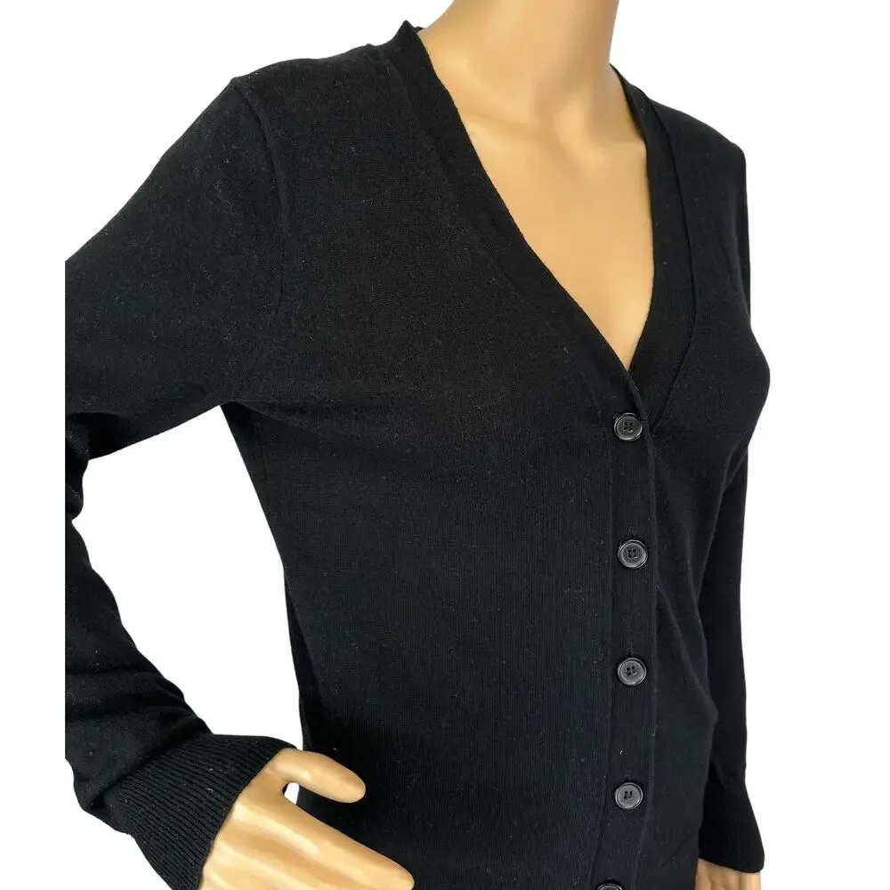 J. Crew Wool Blend V-neck Cardigan Sweater Black F4721 Size XS